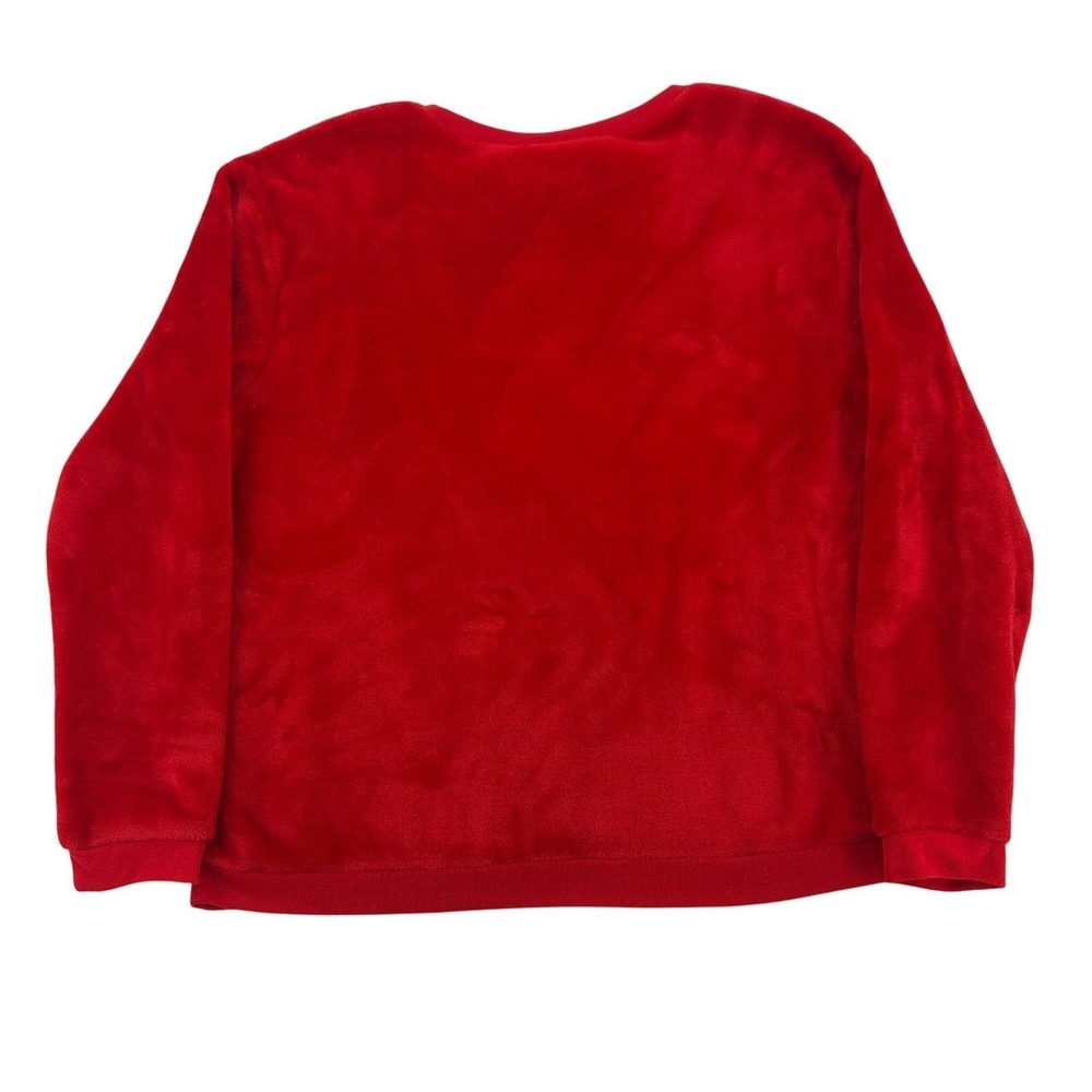 Disney Mickey Mouse Women XL Red Plush Warm Cozy Long Sleeve Tomato Girl Shirt - Picture 2 of 6